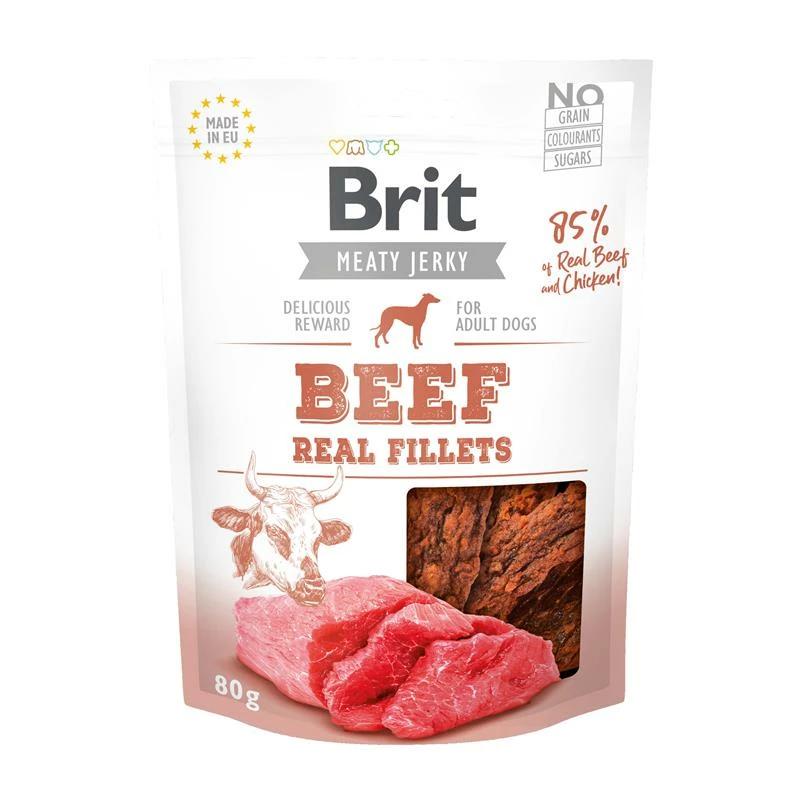 Brit Dog Snack Meaty Jerky Beef Fillets | 12x 80g 1 Brit Dog Snack Meaty Jerky Beef Fillets | 12x 80g