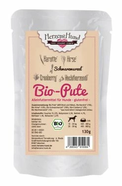 Herzenshund Bio Pute Mit Bio Hirse | 15x130g