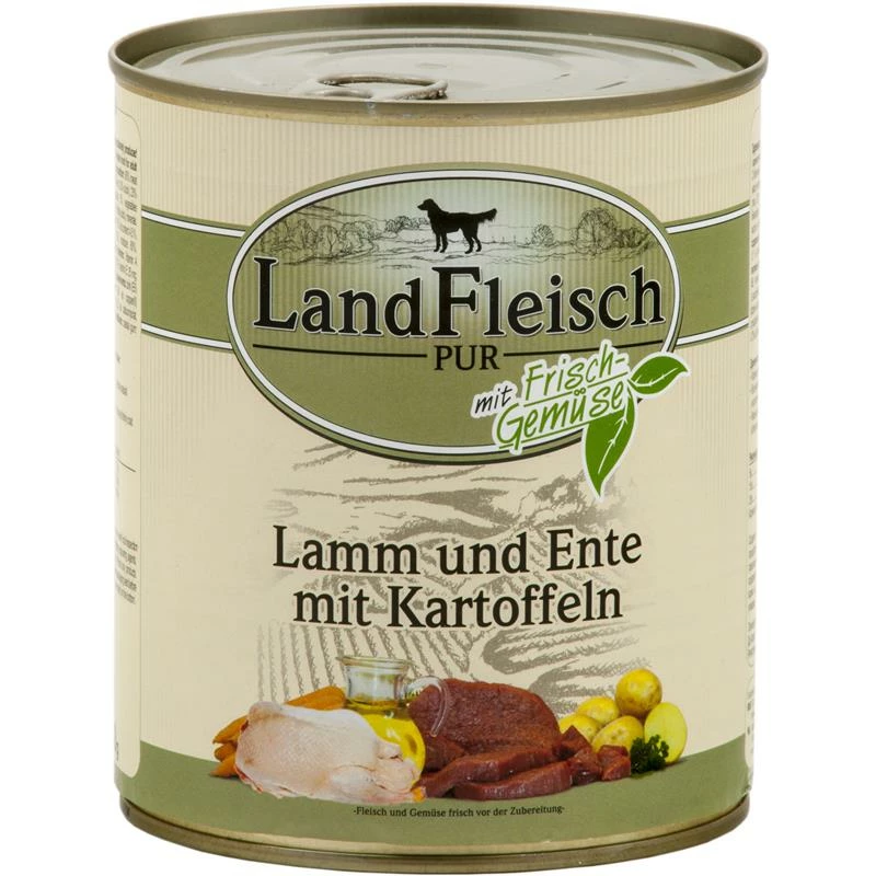 LandFleisch Pur Lamm & Ente & Kartoffel | 6x 800g 1 LandFleisch Pur Lamm & Ente & Kartoffel | 6x 800g