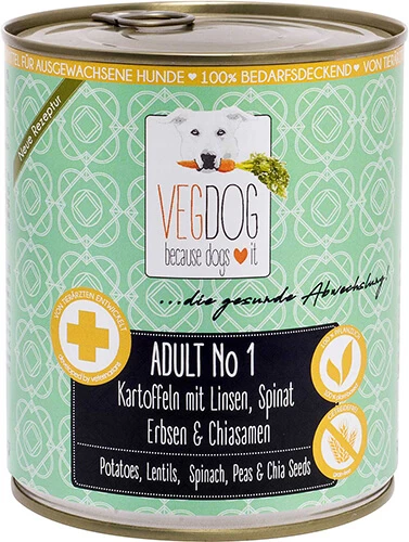 VEGDOG ADULT No1 | 6x 800g Getreidefreies Hundefutter 1 VEGDOG ADULT No1 | 6x 800g Getreidefreies Hundefutter