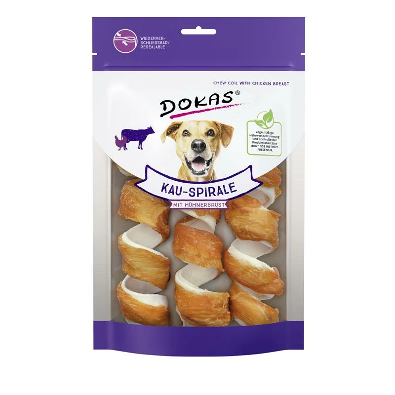 Dokas Hunde Snack Kauspirale Hühnerbrust | 8x110g Hundesnack 1 Dokas Hunde Snack Kauspirale Hühnerbrust | 8x110g Hundesnack