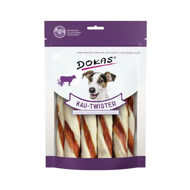 Dokas Kau-Twister Rinderhaut, Entenherz&Entenbrust | 9x 200g Hundesnack 1 Dokas Kau-Twister Rinderhaut, Entenherz&Entenbrust | 9x 200g Hundesnack