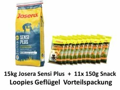 [Paket] Josera SensiPlus 15kg + Loopies Mit Geflügel 11x 150g Snack Vorteilspackung
