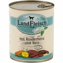 Landfleisch Pur Rinderherzen & Reis | 6x 800g Hundenassfutter