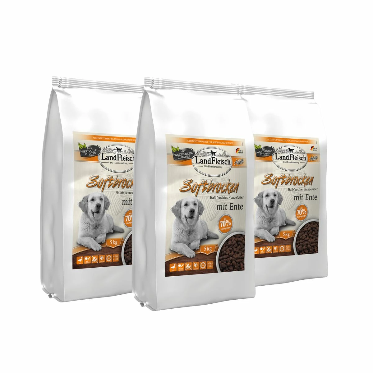 Landfleisch Softbrocken Mit Ente | 15kg Hundefutter 1 Landfleisch Softbrocken Mit Ente | 15kg Hundefutter