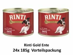 [Paket] Rinti Gold Entenherzen | 24 X185g Hundenassfutter Vorteilspackung