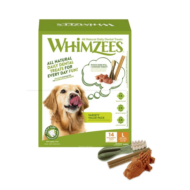 Whimzees Dog Snack Variety Value Box L | 14 Stück 1 Whimzees Dog Snack Variety Value Box L | 14 Stück